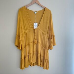 Blue Island Mustard Yellow Beach Coverup